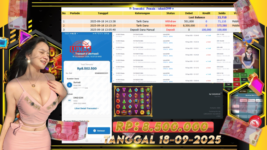 BUKTI JACKPOT SLOT  15000 X MANIA TERPERCAYA DI INDONESIA TGL 18-09-2025