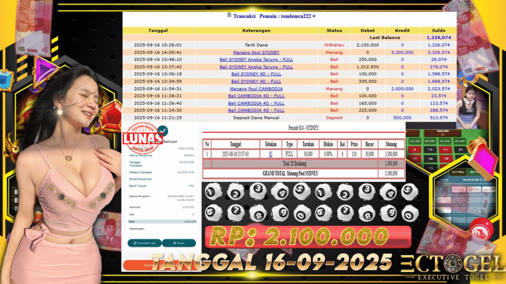 BUKTI JACKPOT  TOGEL SDYNEY LOTTO TERPERCAYA DI INDONESIA TGL 16-09-2025
