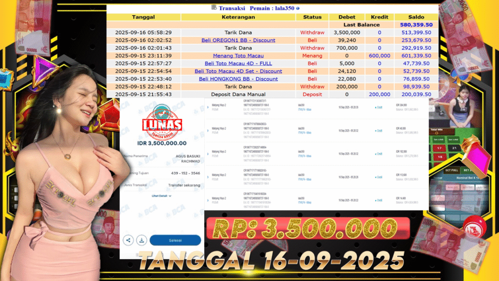BUKTI JACKPOT SLOT MAHJONG WAYS 2 TERPERCAYA DI INDONESIA TGL 16-09-2025