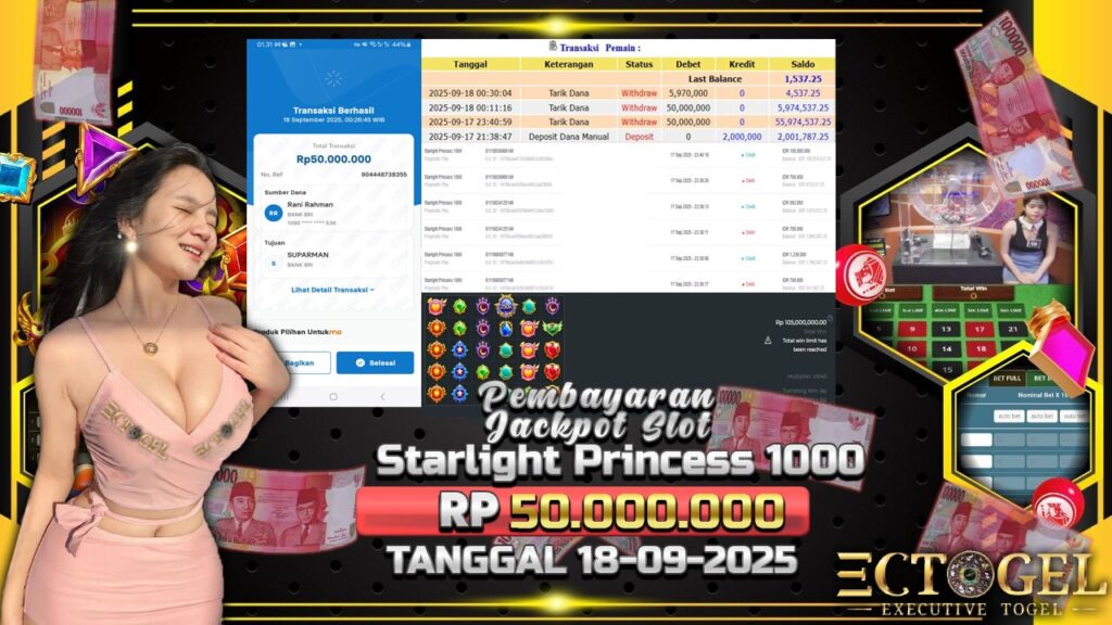 BUKTI JACKPOT STARLIGHT PRINCES 1000 TERPERCAYA DI INDONESIA TGL 18-09-2025