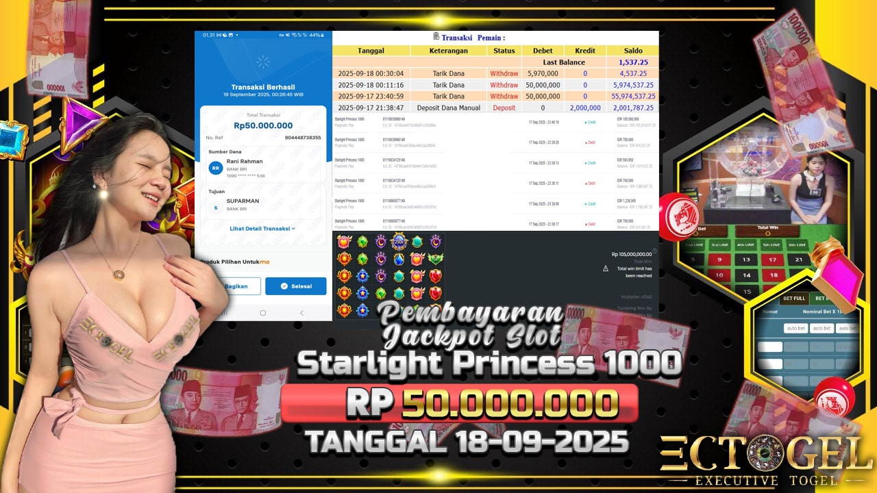 BUKTI JACKPOT STARLIGHT PRINCES 1000 TERPERCAYA DI INDONESIA TGL 18-09-2025