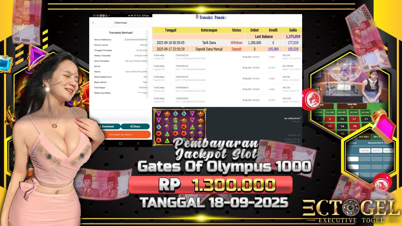 BUKTI JACKPOT SLOT GATES OF OLYMPUS 1000 TERPERCAYA DI INDONESIA TGL 18-09-2025