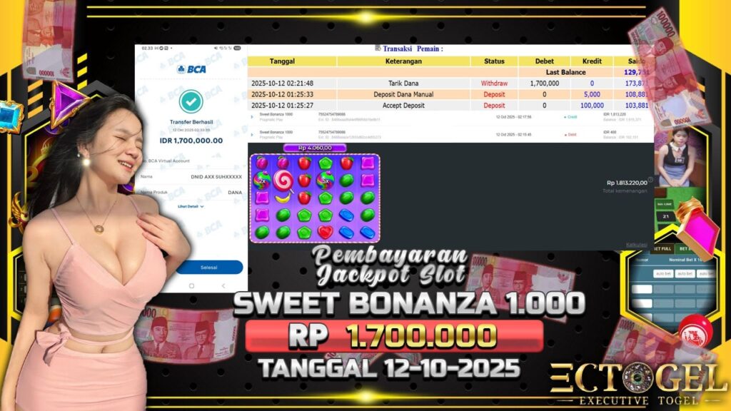 BUKTI JACKPOT SLOT SWEET BONANZA 1.000 TERPERCAYA DI INDONESIA TGL 12-10-2025