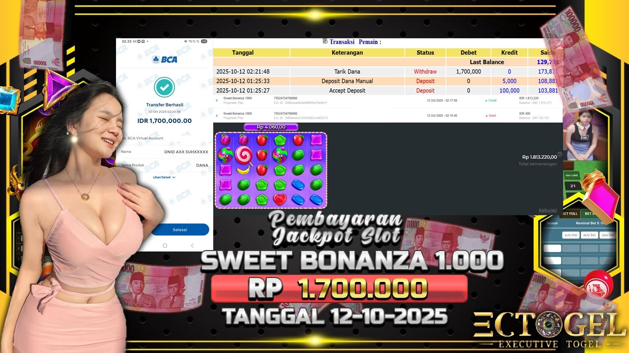 BUKTI JACKPOT SLOT SWEET BONANZA 1.000 TERPERCAYA DI INDONESIA TGL 12-10-2025