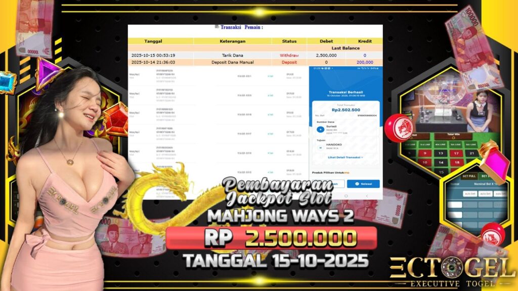 BUKTI JACKPOT SLOT MAHJONG WAYS TERPERCAYA DI INDONESIA TGL 15-10-2025